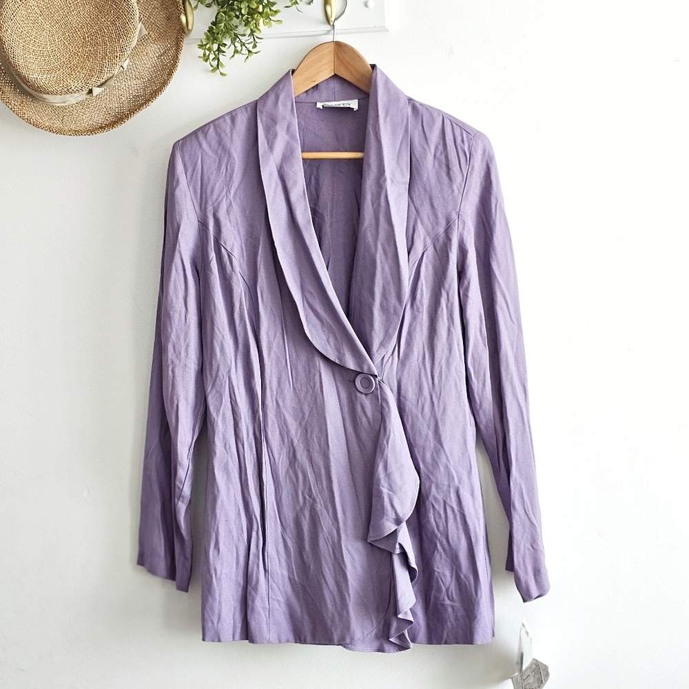 Vintage 90s HABITS Violet Shawl Collar Blazer Jacket Size 14 Y2K Draped Front